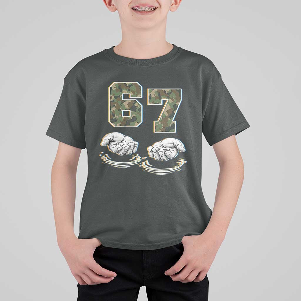 Funny Six Seven 6 7 Meme T Shirt For Kid Gen Alpha Slang 6 7 Hands Camo Boy Girl