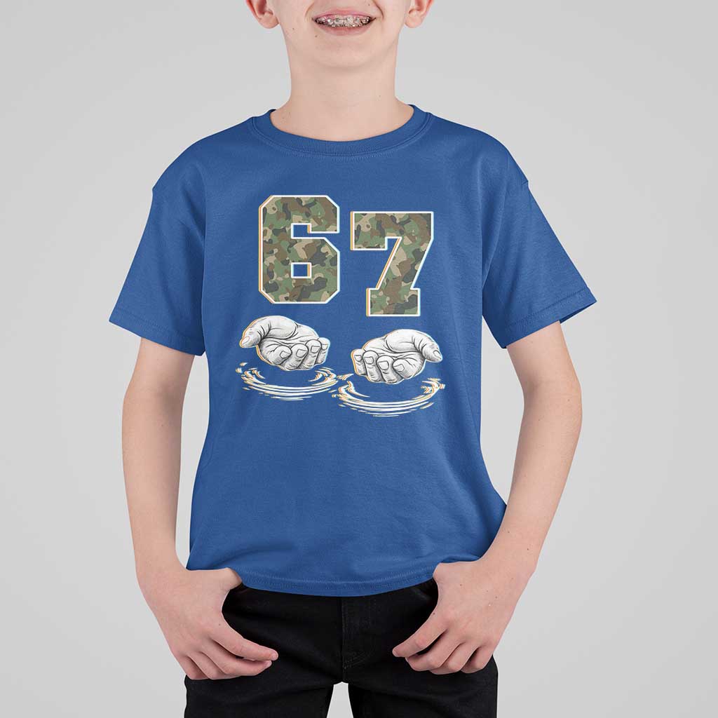 Funny Six Seven 6 7 Meme T Shirt For Kid Gen Alpha Slang 6 7 Hands Camo Boy Girl