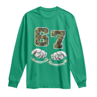Funny Six Seven 6 7 Meme Long Sleeve Shirt Gen Alpha Slang 6 7 Hands Camo Boy Girl