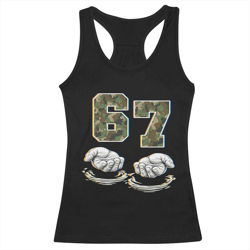 Funny Six Seven 6 7 Meme Racerback Tank Top Gen Alpha Slang 6 7 Hands Camo Boy Girl