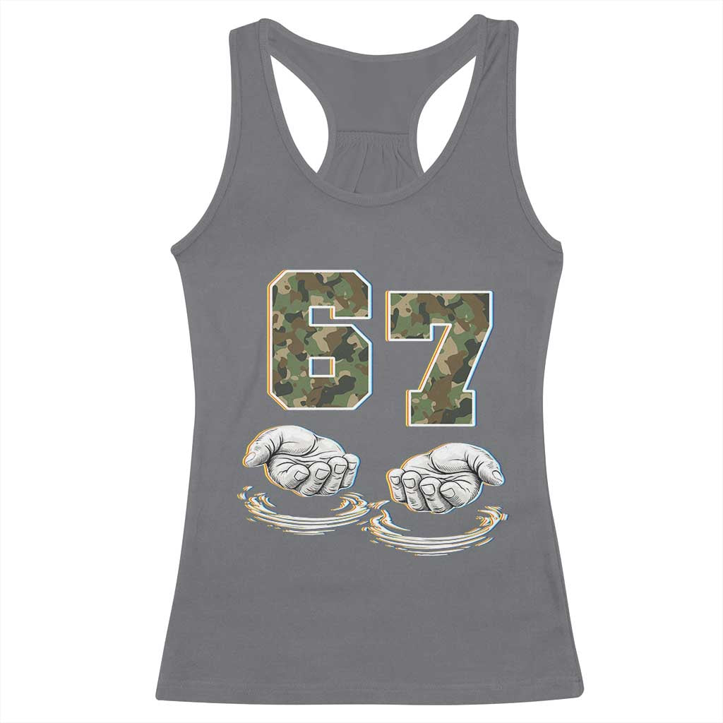 Funny Six Seven 6 7 Meme Racerback Tank Top Gen Alpha Slang 6 7 Hands Camo Boy Girl