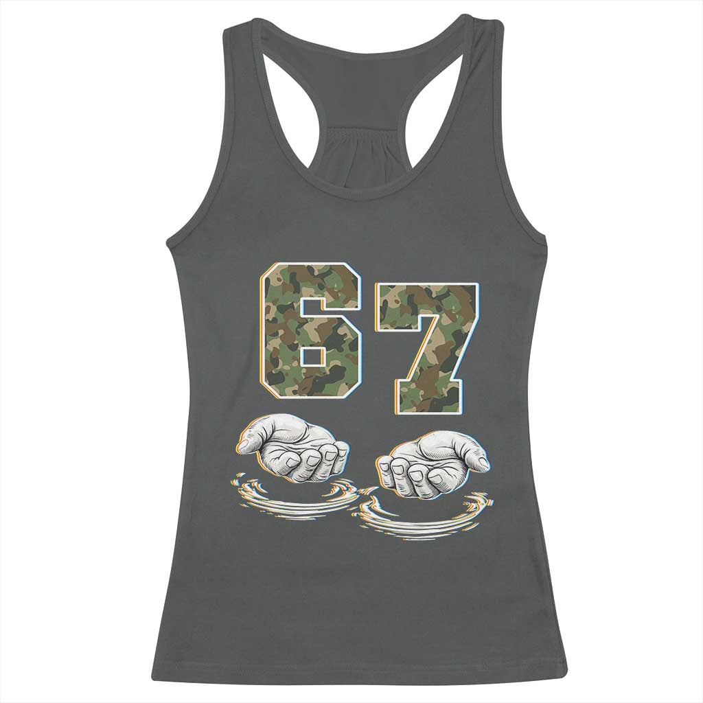 Funny Six Seven 6 7 Meme Racerback Tank Top Gen Alpha Slang 6 7 Hands Camo Boy Girl