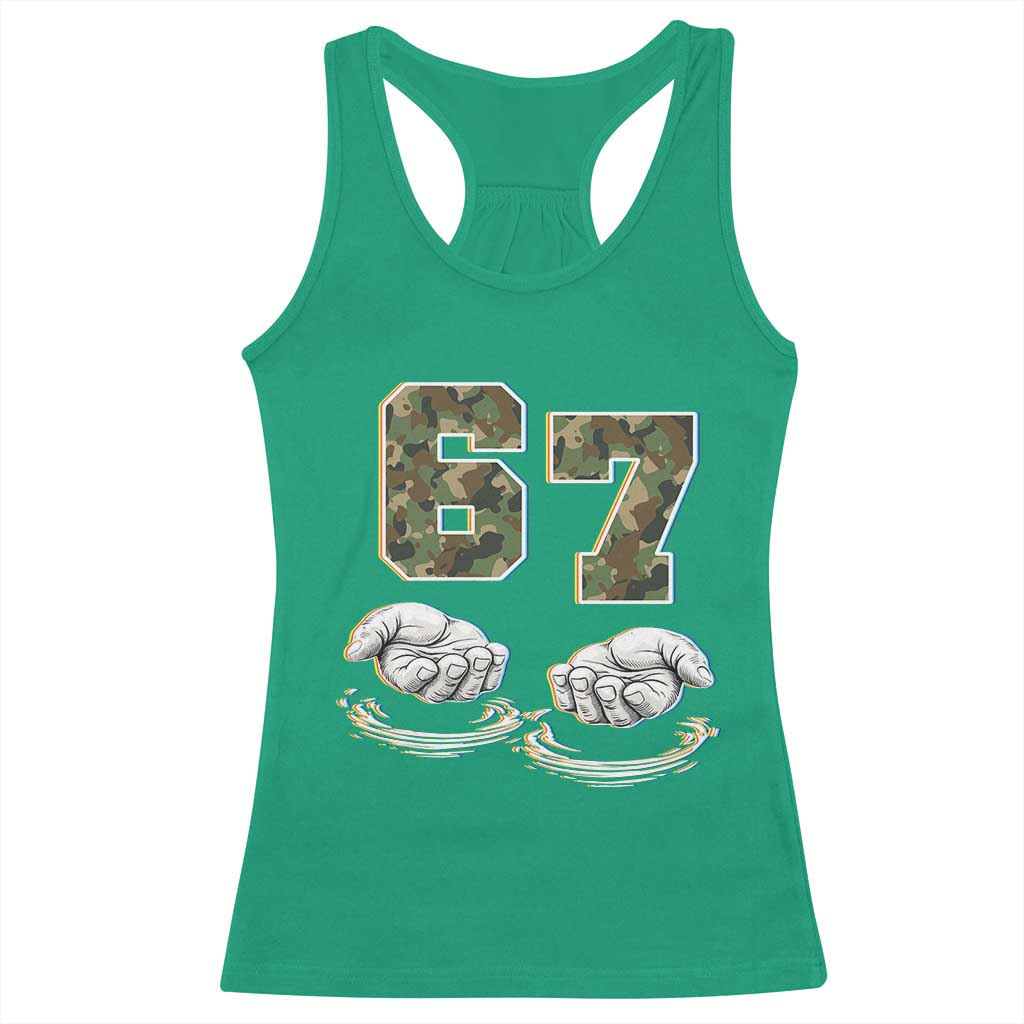 Funny Six Seven 6 7 Meme Racerback Tank Top Gen Alpha Slang 6 7 Hands Camo Boy Girl