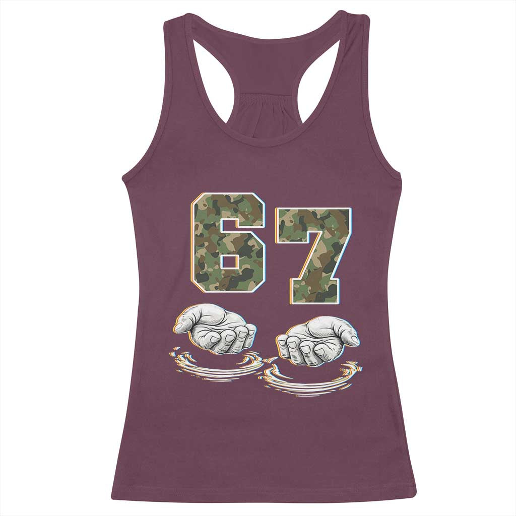 Funny Six Seven 6 7 Meme Racerback Tank Top Gen Alpha Slang 6 7 Hands Camo Boy Girl