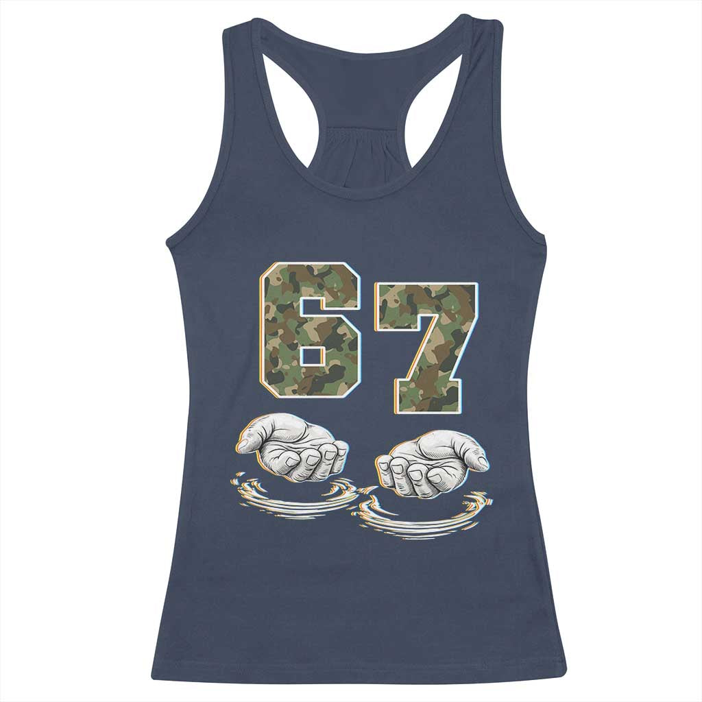 Funny Six Seven 6 7 Meme Racerback Tank Top Gen Alpha Slang 6 7 Hands Camo Boy Girl