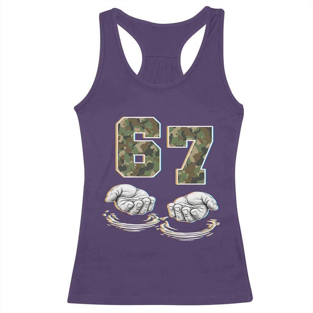 Funny Six Seven 6 7 Meme Racerback Tank Top Gen Alpha Slang 6 7 Hands Camo Boy Girl