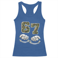 Funny Six Seven 6 7 Meme Racerback Tank Top Gen Alpha Slang 6 7 Hands Camo Boy Girl