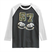 Funny Six Seven 6 7 Meme Raglan Shirt Gen Alpha Slang 6 7 Hands Camo Boy Girl
