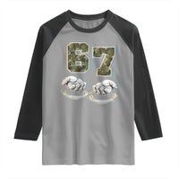 Funny Six Seven 6 7 Meme Raglan Shirt Gen Alpha Slang 6 7 Hands Camo Boy Girl