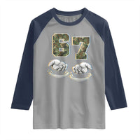 Funny Six Seven 6 7 Meme Raglan Shirt Gen Alpha Slang 6 7 Hands Camo Boy Girl