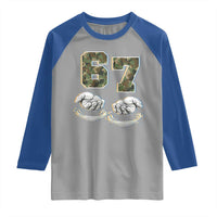 Funny Six Seven 6 7 Meme Raglan Shirt Gen Alpha Slang 6 7 Hands Camo Boy Girl