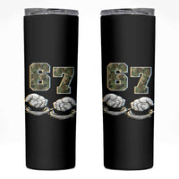 Funny Six Seven 6 7 Meme Skinny Tumbler Gen Alpha Slang 6 7 Hands Camo Boy Girl