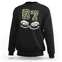 Funny Six Seven 6 7 Meme Sweatshirt Gen Alpha Slang 6 7 Hands Camo Boy Girl