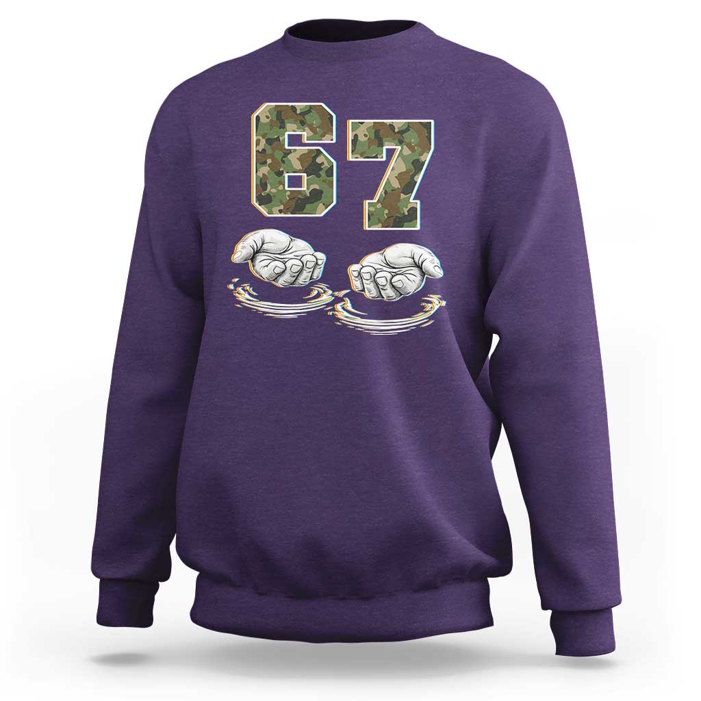 Funny Six Seven 6 7 Meme Sweatshirt Gen Alpha Slang 6 7 Hands Camo Boy Girl
