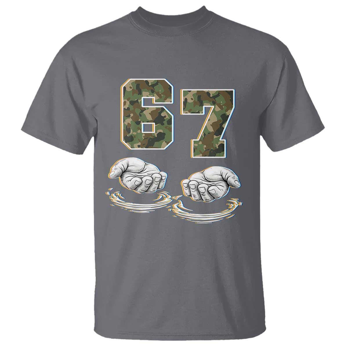 Funny Six Seven 6 7 Meme T Shirt Gen Alpha Slang 6 7 Hands Camo Boy Girl