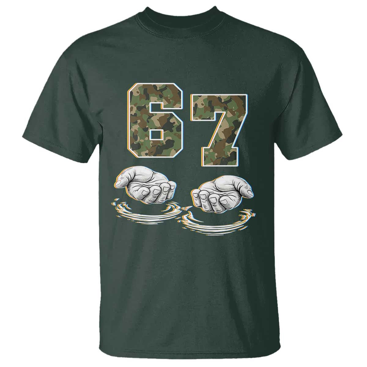 Funny Six Seven 6 7 Meme T Shirt Gen Alpha Slang 6 7 Hands Camo Boy Girl