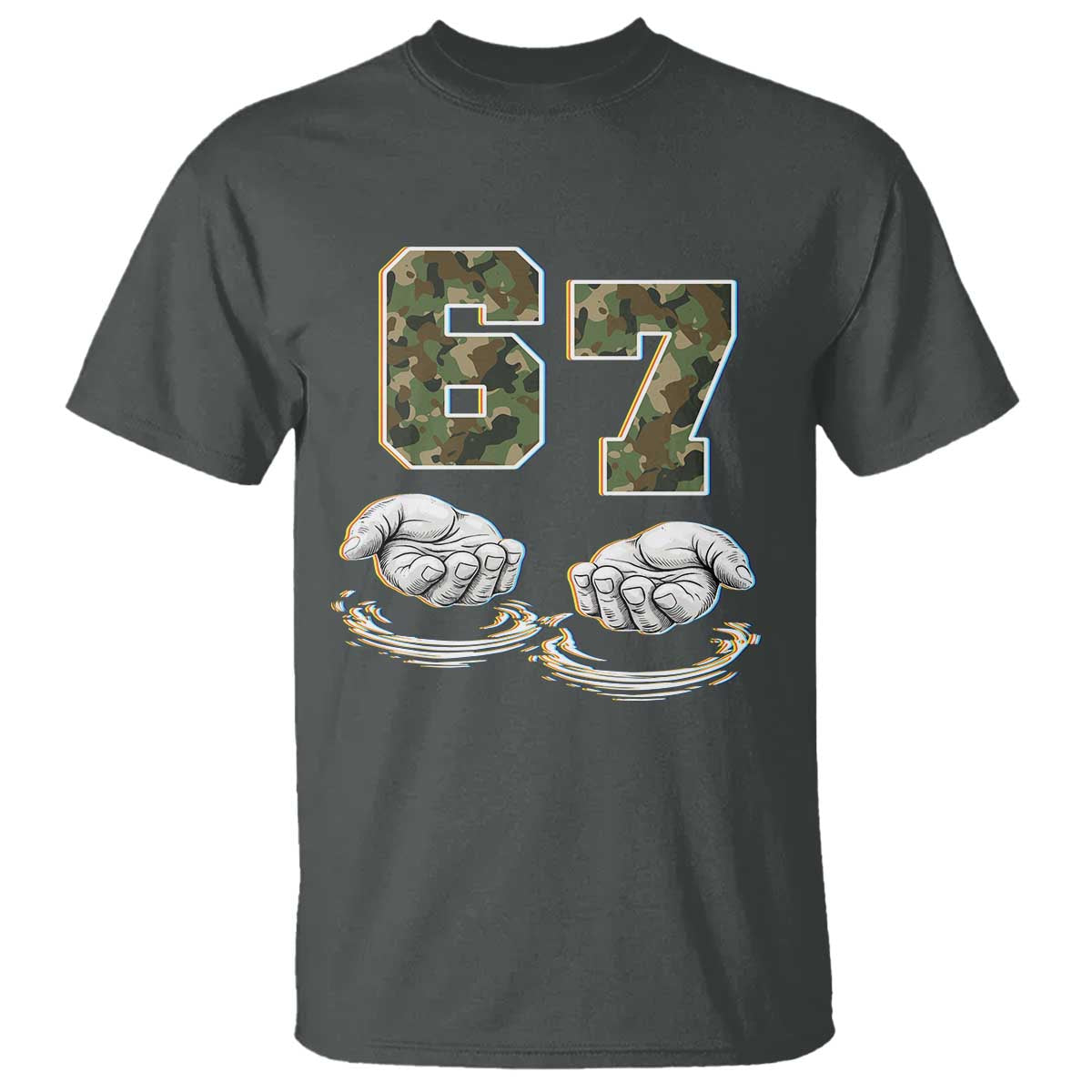 Funny Six Seven 6 7 Meme T Shirt Gen Alpha Slang 6 7 Hands Camo Boy Girl