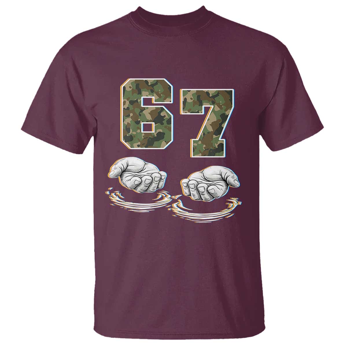 Funny Six Seven 6 7 Meme T Shirt Gen Alpha Slang 6 7 Hands Camo Boy Girl