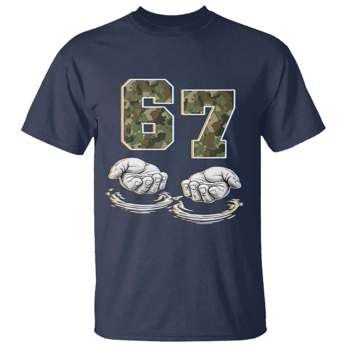 Funny Six Seven 6 7 Meme T Shirt Gen Alpha Slang 6 7 Hands Camo Boy Girl