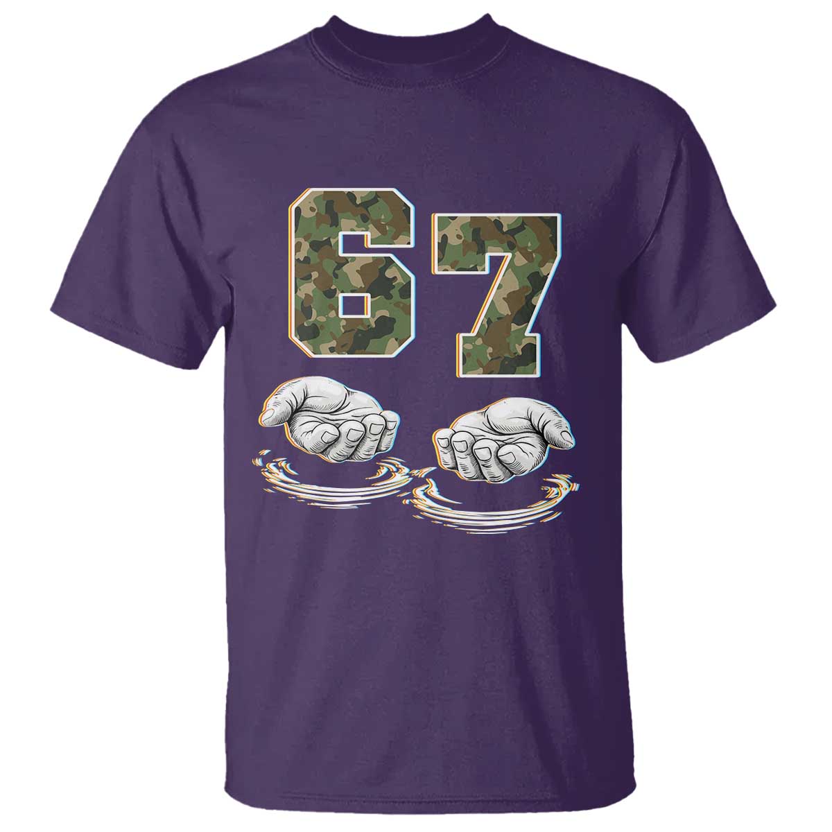 Funny Six Seven 6 7 Meme T Shirt Gen Alpha Slang 6 7 Hands Camo Boy Girl