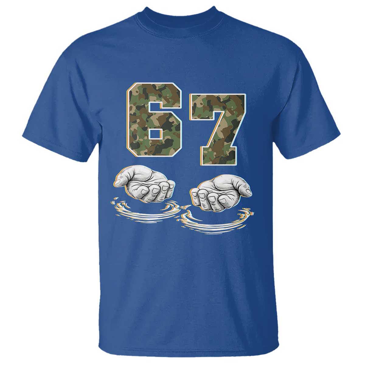 Funny Six Seven 6 7 Meme T Shirt Gen Alpha Slang 6 7 Hands Camo Boy Girl