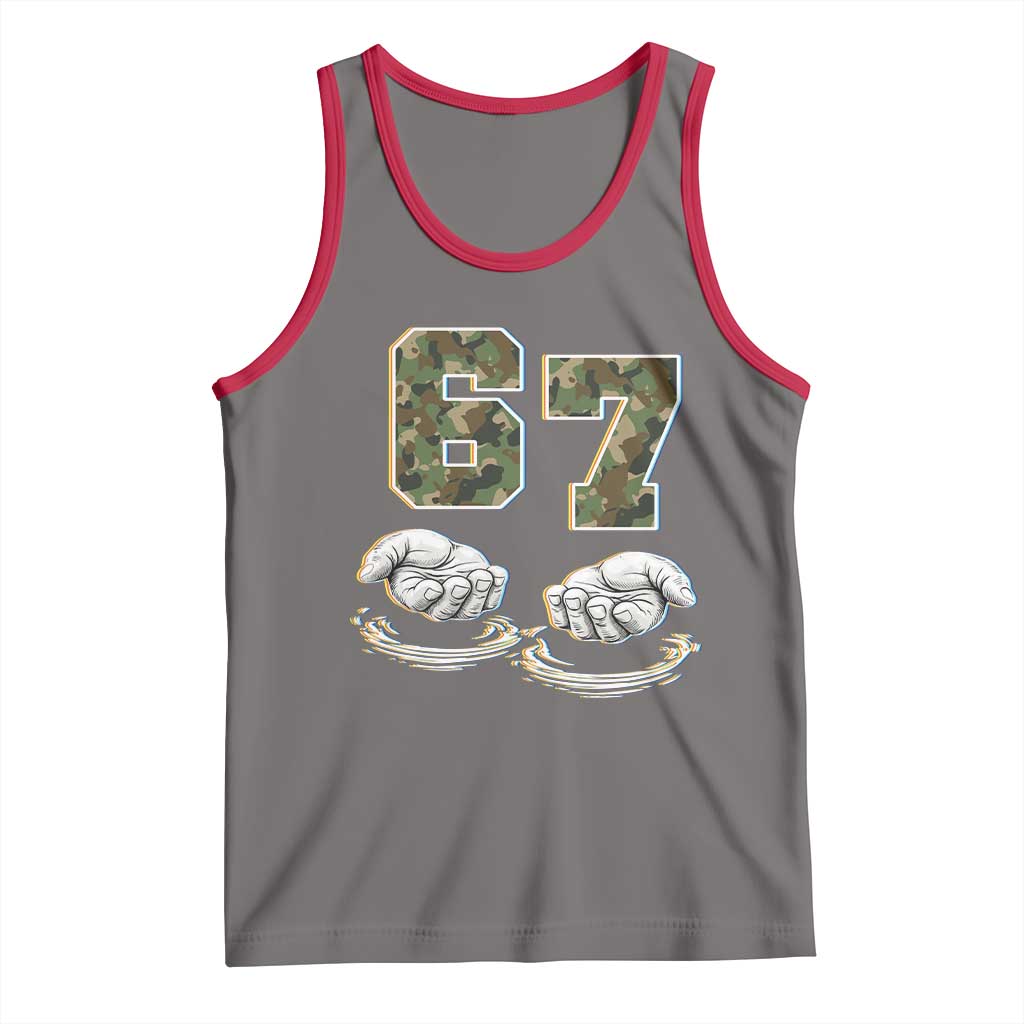 Funny Six Seven 6 7 Meme Tank Top Gen Alpha Slang 6 7 Hands Camo Boy Girl
