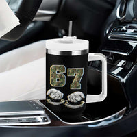 Funny Six Seven 6 7 Meme Tumbler With Handle Gen Alpha Slang 6 7 Hands Camo Boy Girl