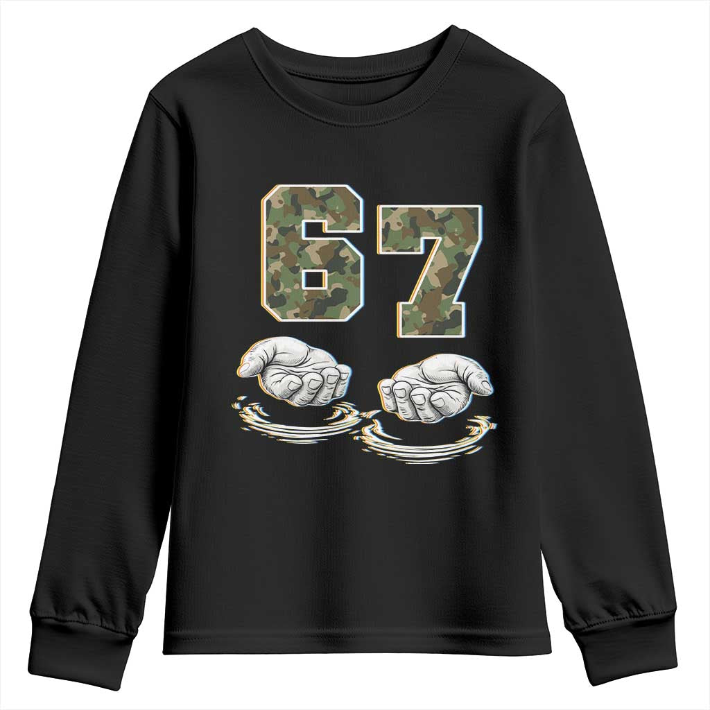 Funny Six Seven 6 7 Meme Youth Sweatshirt Gen Alpha Slang 6 7 Hands Camo Boy Girl