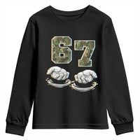 Funny Six Seven 6 7 Meme Youth Sweatshirt Gen Alpha Slang 6 7 Hands Camo Boy Girl
