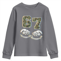 Funny Six Seven 6 7 Meme Youth Sweatshirt Gen Alpha Slang 6 7 Hands Camo Boy Girl