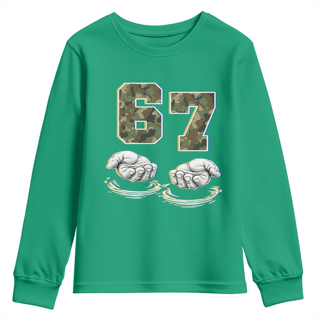 Funny Six Seven 6 7 Meme Youth Sweatshirt Gen Alpha Slang 6 7 Hands Camo Boy Girl