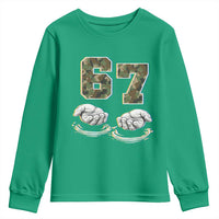 Funny Six Seven 6 7 Meme Youth Sweatshirt Gen Alpha Slang 6 7 Hands Camo Boy Girl