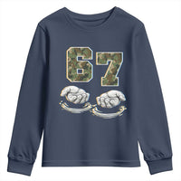 Funny Six Seven 6 7 Meme Youth Sweatshirt Gen Alpha Slang 6 7 Hands Camo Boy Girl