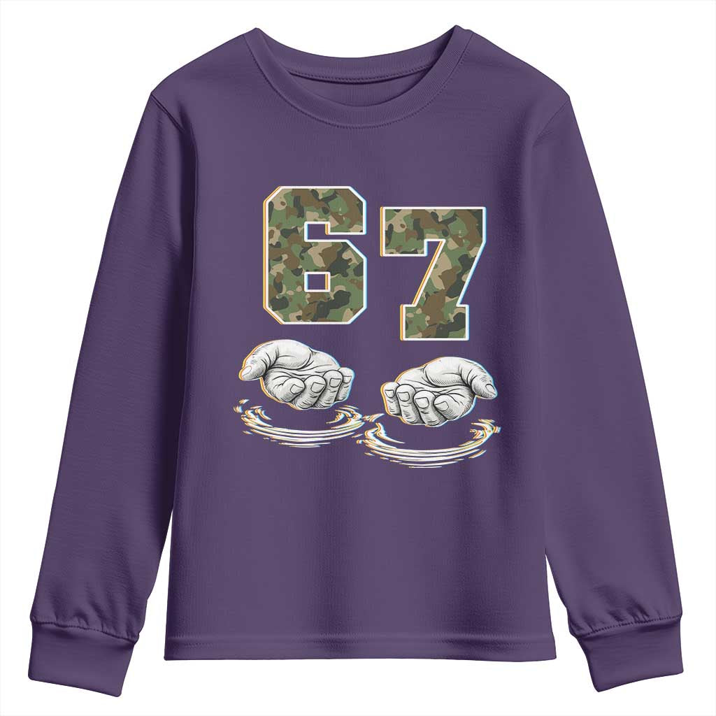 Funny Six Seven 6 7 Meme Youth Sweatshirt Gen Alpha Slang 6 7 Hands Camo Boy Girl