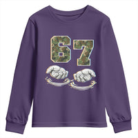 Funny Six Seven 6 7 Meme Youth Sweatshirt Gen Alpha Slang 6 7 Hands Camo Boy Girl