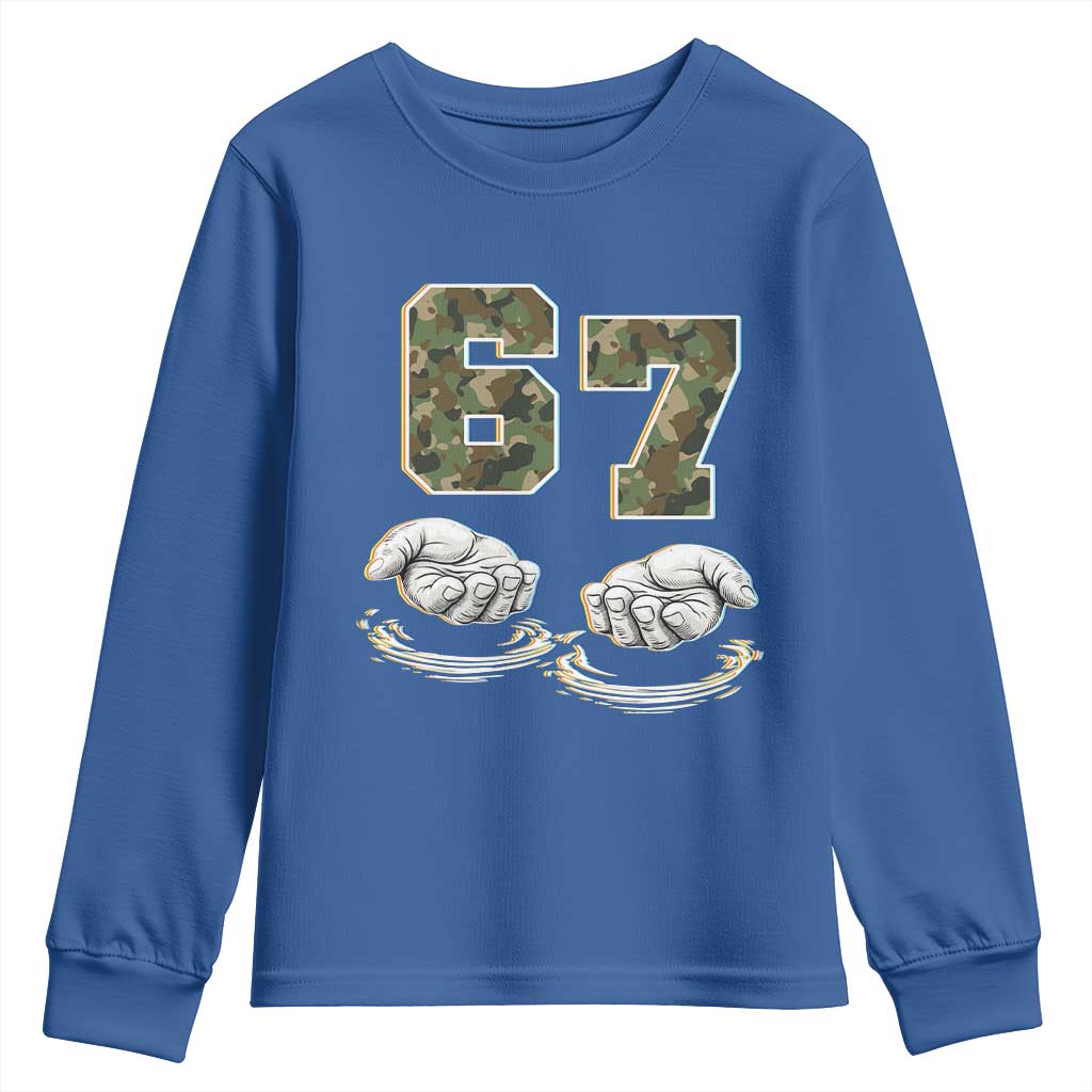 Funny Six Seven 6 7 Meme Youth Sweatshirt Gen Alpha Slang 6 7 Hands Camo Boy Girl
