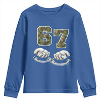 Funny Six Seven 6 7 Meme Youth Sweatshirt Gen Alpha Slang 6 7 Hands Camo Boy Girl