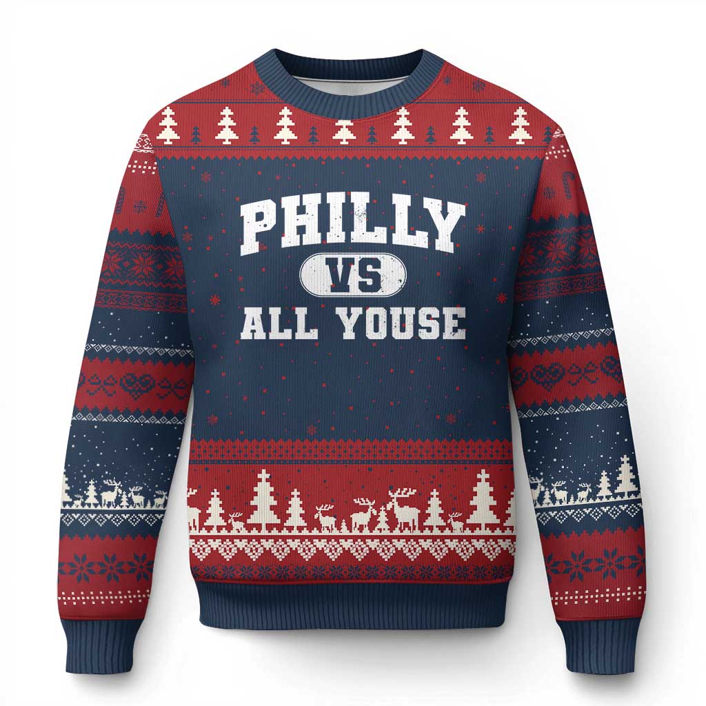 Philly Vs All Youse Ugly Christmas Sweater Vintage Funny Philadelphia Slang