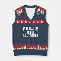 Philly Vs All Youse V-Neck Knit Sweater Vest Vintage Funny Philadelphia Slang