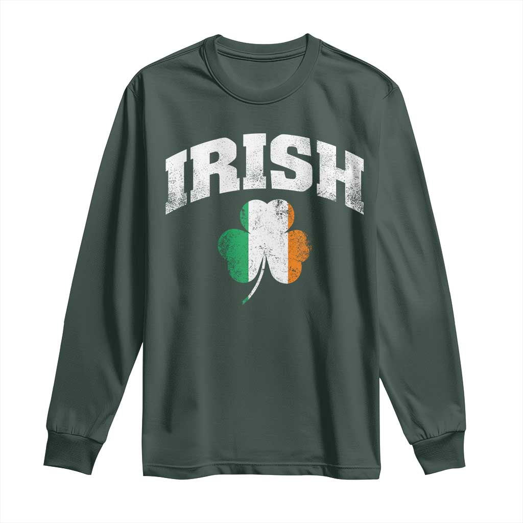 Irish Long Sleeve Shirt Vintage St Patricks Day Ireland Flag Shamrock Clover