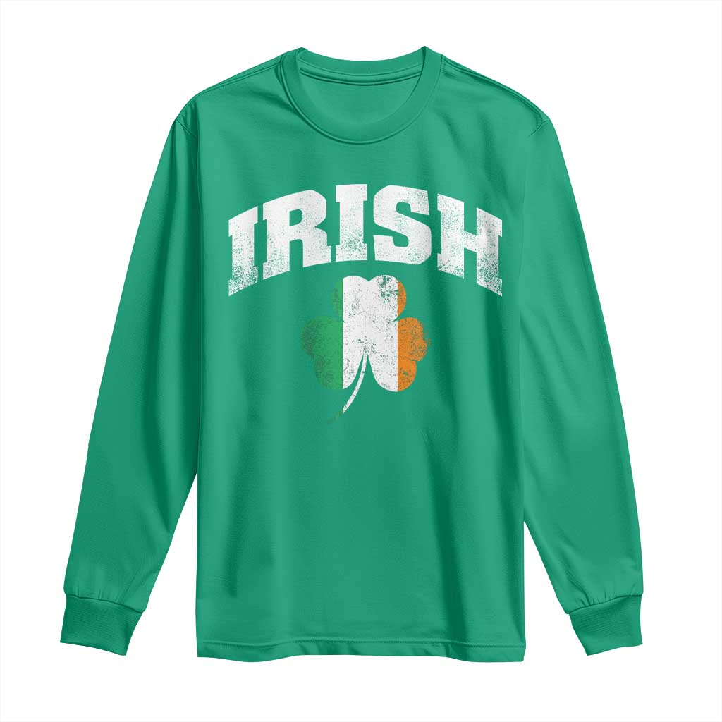 Irish Long Sleeve Shirt Vintage St Patricks Day Ireland Flag Shamrock Clover