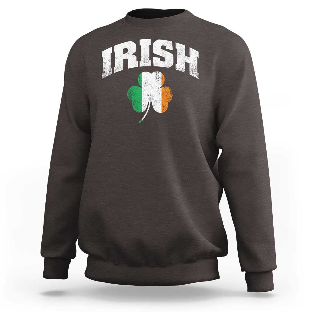 Irish Sweatshirt Vintage St Patricks Day Ireland Flag Shamrock Clover