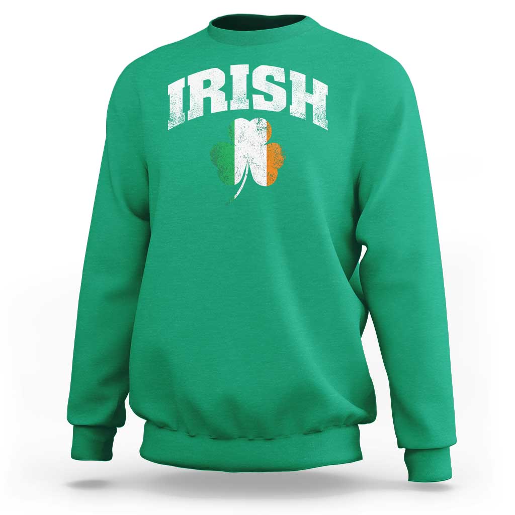 Irish Sweatshirt Vintage St Patricks Day Ireland Flag Shamrock Clover