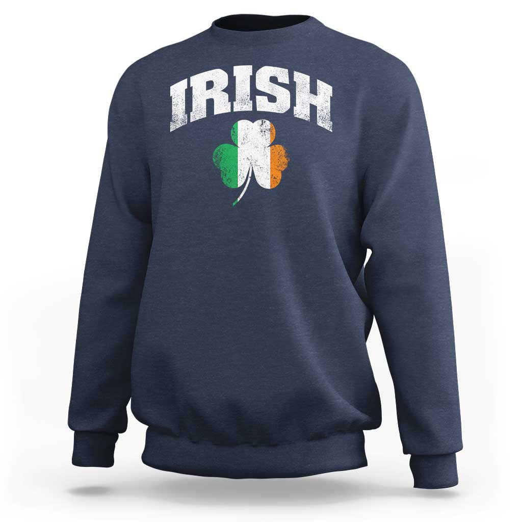 Irish Sweatshirt Vintage St Patricks Day Ireland Flag Shamrock Clover