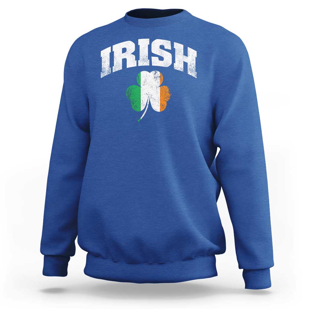Irish Sweatshirt Vintage St Patricks Day Ireland Flag Shamrock Clover