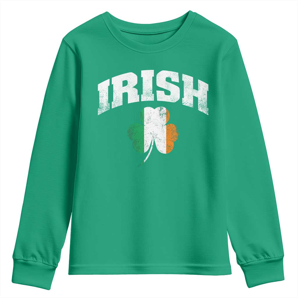 Irish Youth Sweatshirt Vintage St Patricks Day Ireland Flag Shamrock Clover
