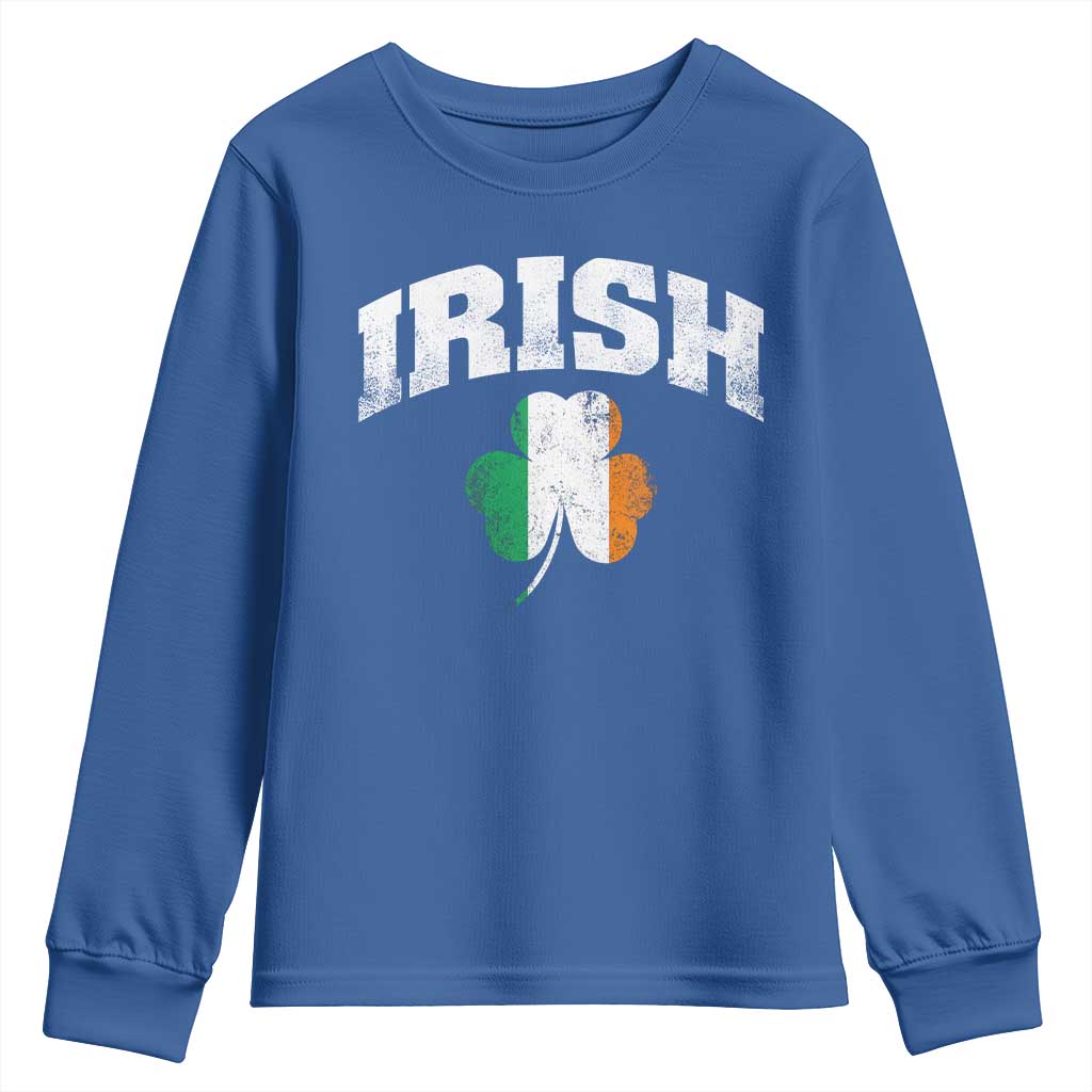 Irish Youth Sweatshirt Vintage St Patricks Day Ireland Flag Shamrock Clover
