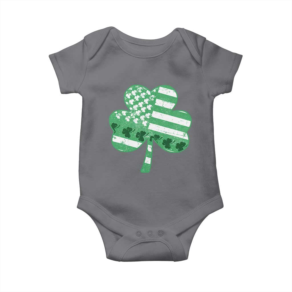 St Patricks Day American Flag Shamrocks Baby Onesie Lucky Retro Vintage Irish USA