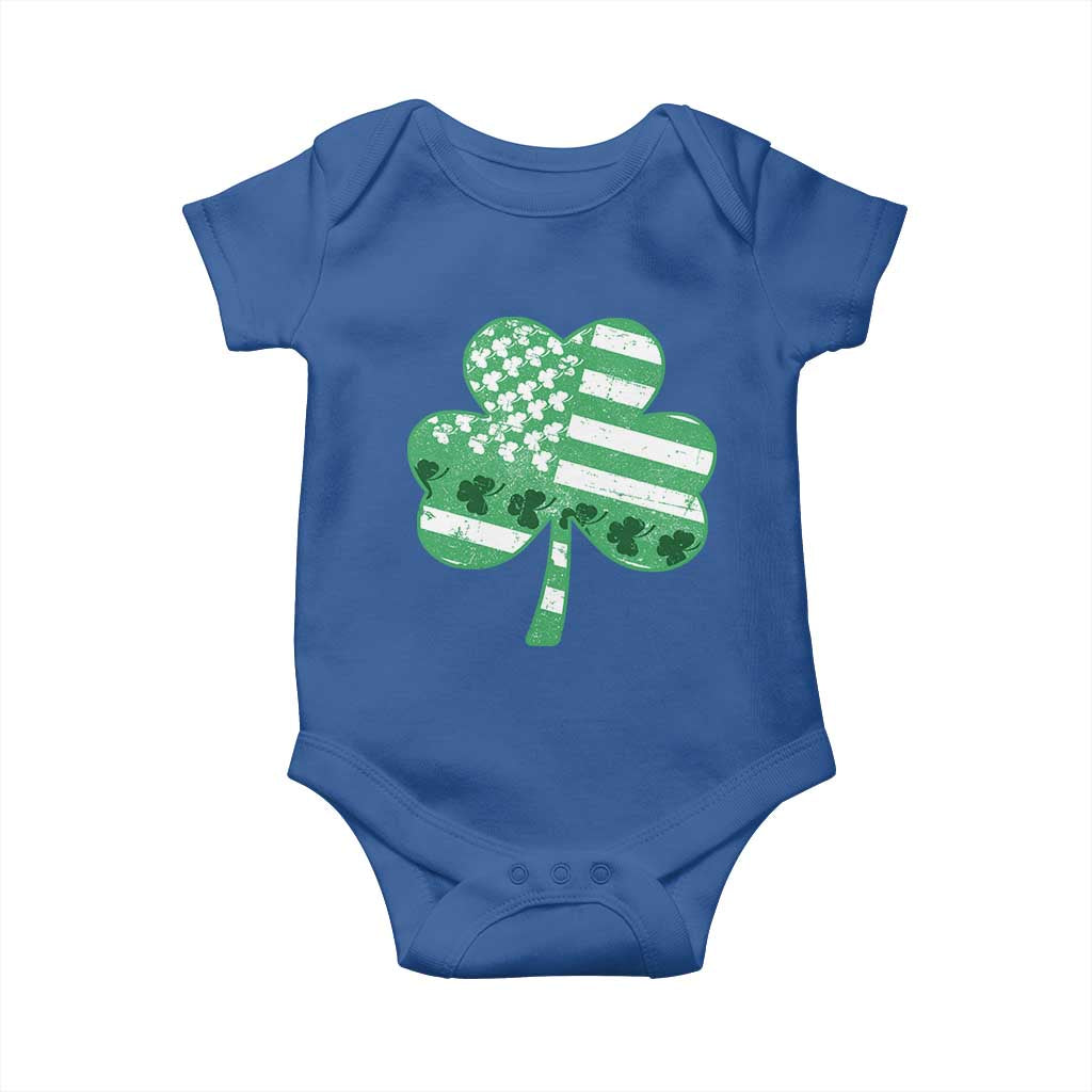 St Patricks Day American Flag Shamrocks Baby Onesie Lucky Retro Vintage Irish USA