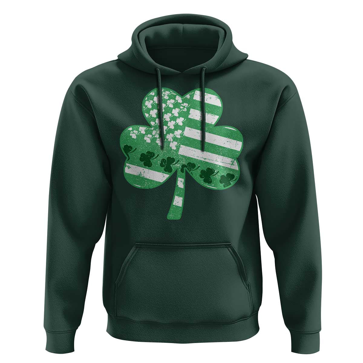 St Patricks Day American Flag Shamrocks Hoodie Lucky Retro Vintage Irish USA